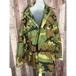 US ARMY Cold Weather Field Jacket Coat Woodland Camouflage Medium Long Y2K Gift